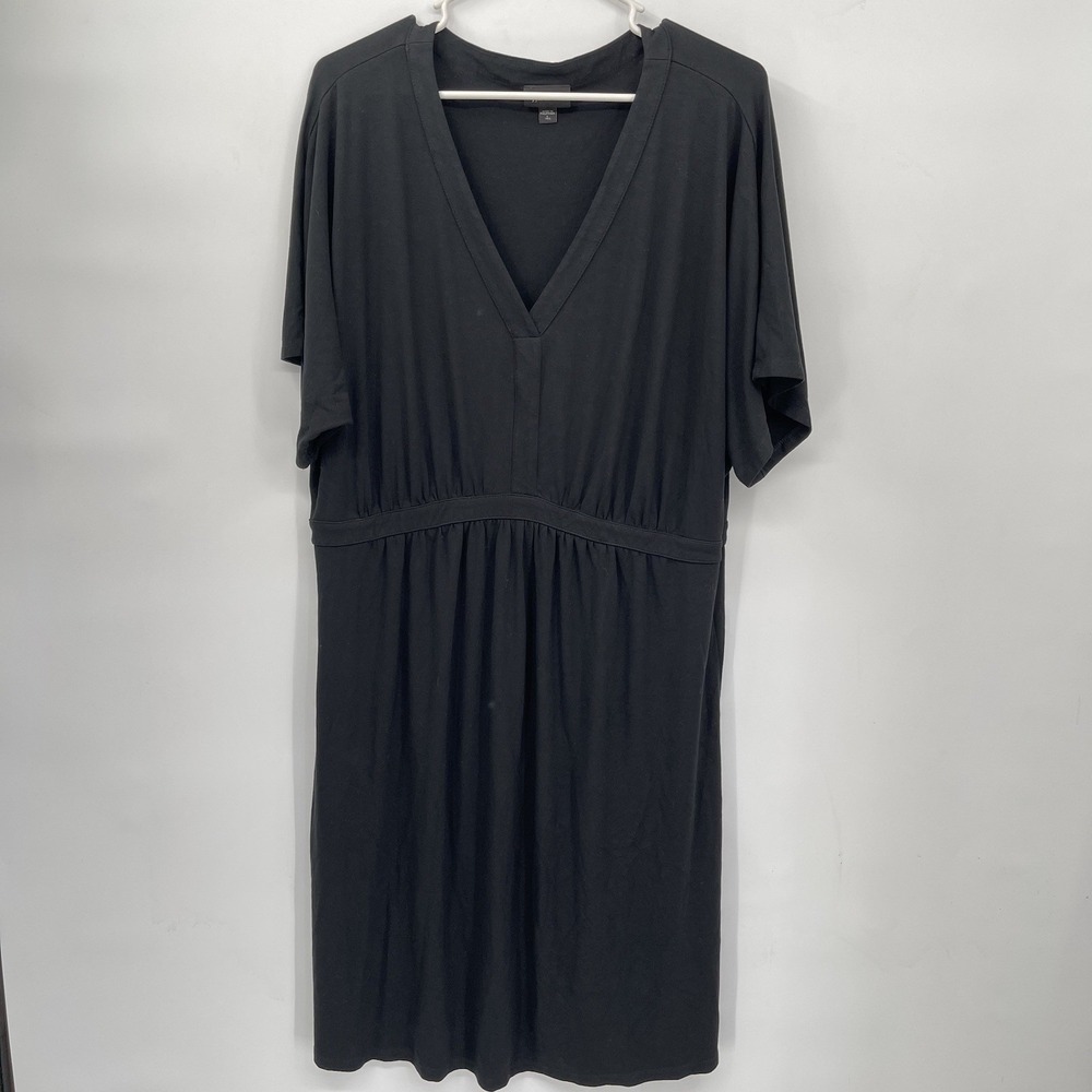 J. Jill L Tall Wearever Dress Womens Black V-Neck Empire Waist Short Sleeve